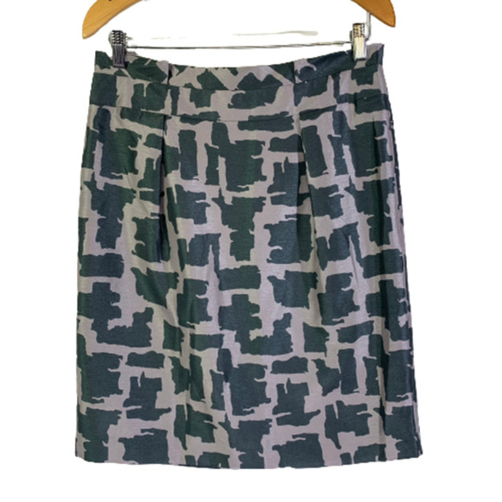 BANANA REPUBLIC‎ Green & Grey Geometric Print Pencil Skirt